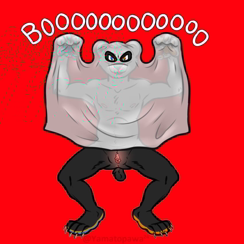 absurd_res anthro anus bear bed_sheet bedding bottomless clothed clothing costume flashing flashing_pussy futanari genitals ghost gynomorph halloween hi_res holidays intersex mammal naive nipples nude pussy solo spirit translucent wardrobe_malfunction yamato_burr yamatopawa