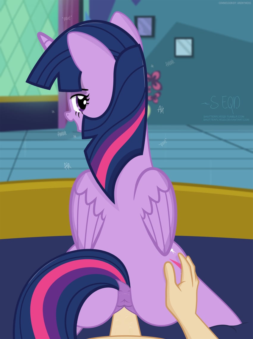 2018 alicorn anus duo equine feathered_wings feathers female feral friendship_is_magic hair hi_res horn human human_on_feral inside interspecies looking_at_viewer looking_back male male_human/female_feral male_on_feral mammal my_little_pony penetration pussy sex shutterflyeqd straight twilight_sparkle_(mlp) unicorn_horn vaginal_penetration wings zoophilia