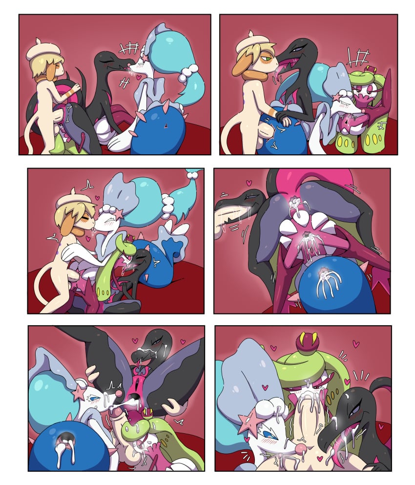 absurd_res anal anus ass_to_mouth cunillingus fellatio feral gaping gaping_anus generation_2_pokemon generation_7_pokemon hi_res kissing leo_(velociripper) nintendo oral penile pokemon pokemon_(species) primarina renaspyro salazzle sex smeargle tsareena