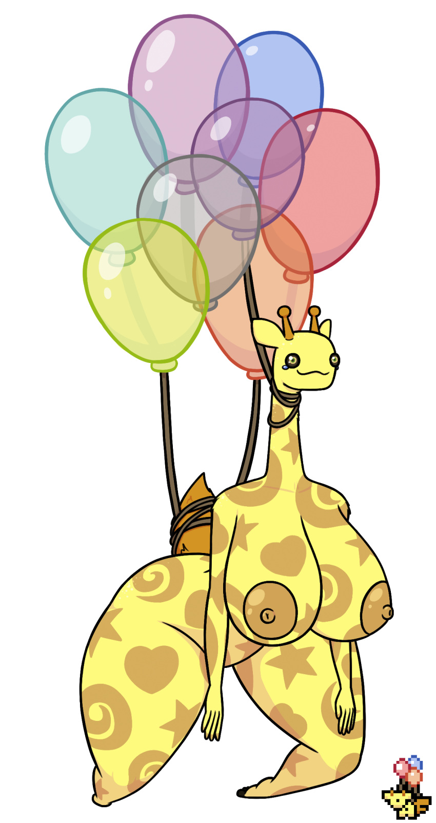 alpha_channel balloons big_breasts floating furry giraffe nipples nsfwoaf pit_people speckled_horse tagme tears transparent_background transparent_png watermark