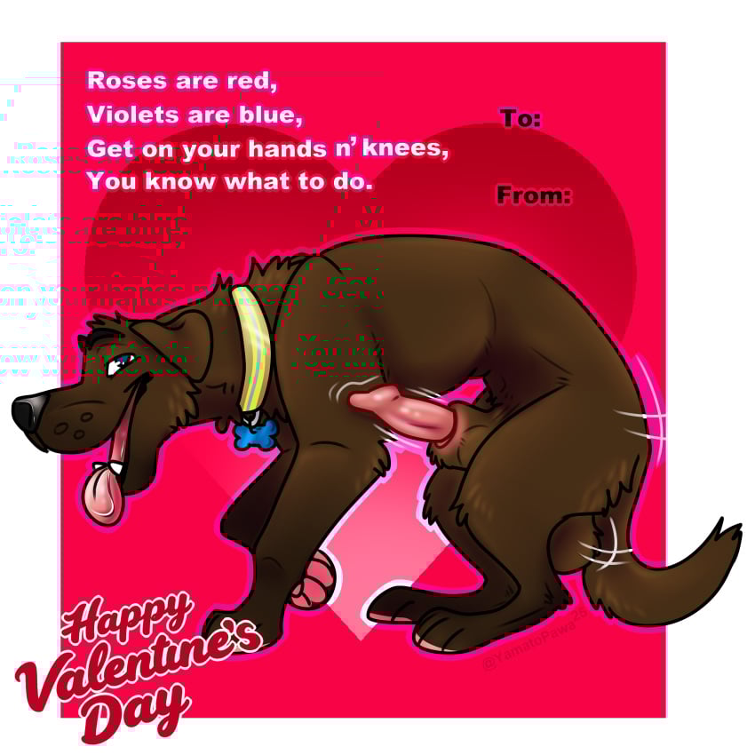absurd_res animal_genitalia animal_penis balls big_balls bird_dog breath canid canine canine_genitalia canine_penis canis collar domestic_dog feral genitals hi_res hip_thrust holidays humping humping_belly hunting_dog knot_in_sheath labrador male mammal panting penis penis_tip pup_captain retriever sheath solo tongue tongue_out valentine&#039;s_day yamatopawa