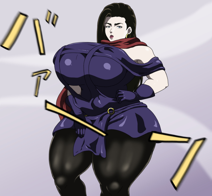 1girls battle_tendency big_breasts black_hair breasts curvy female huge_breasts human jojo's_bizarre_adventure lisa_lisa long_hair looking_at_viewer mature milf mother pale-skinned_female pale_skin pulpawoelbo shounen_jump solo thick_thighs venus_body voluptuous wide_hips