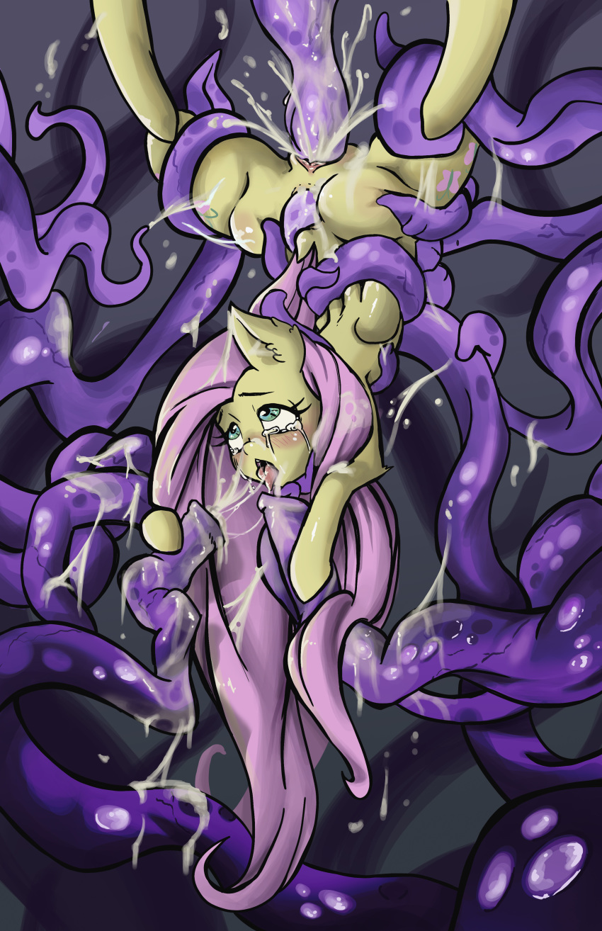 ahe_gao cum cum_covered cum_in_hair cum_on_face equine female fluttershy_(mlp) forced friendship_is_magic fur hair horse looking_pleasured mammal messy my_little_pony pegasus pink_hair pony rape snoutless straight_hair submissive tentacle tentacle_rape thick_thighs wings yellow_fur