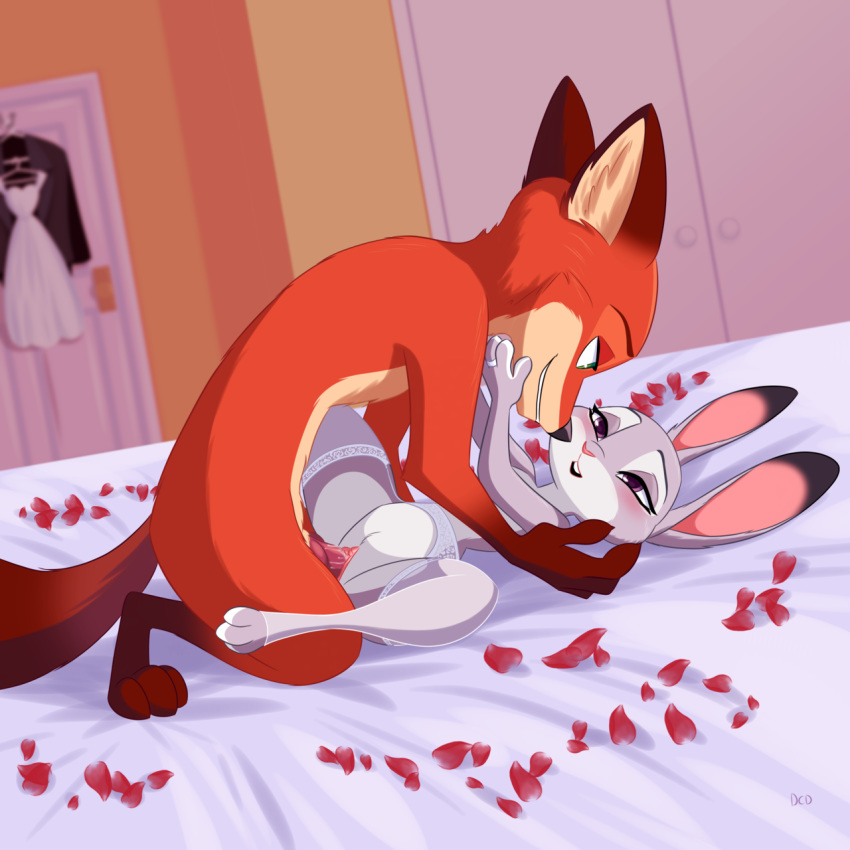 bed blush canine caress disney eye_contact female fox furry garter_belt garter_straps honeymoon judy_hopps lagomorph lying male mammal missionary_position nick_wilde on_back penetration penis petals pussy pussy_juice rabbit ring romantic sex size_difference skeletonguys-and-ragdolls spread_legs spreading stockings straight thighhighs vaginal_penetration zootopia