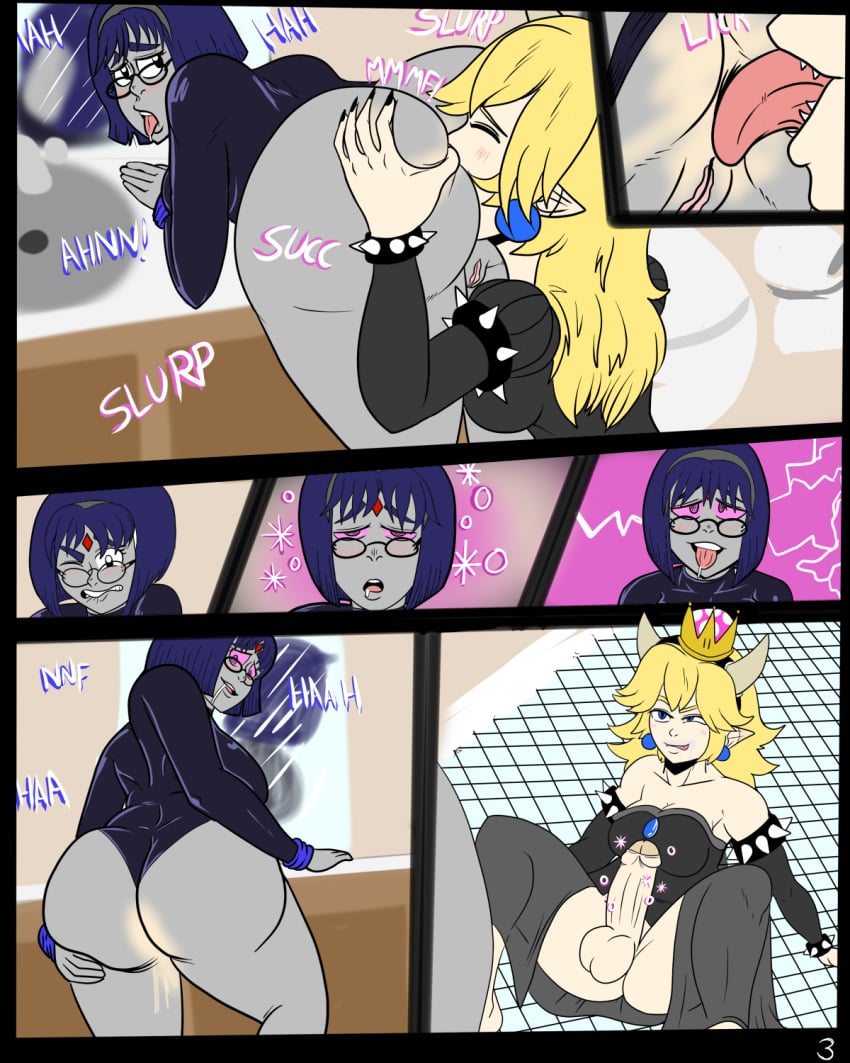 1futa 1girls ahe_gao anilingus ass big_ass bowsette_(cosplay) cleavage comic cosplay costume crossover dat_ass dc futa_on_female futanari goth halloween horns hourglass_figure hypnosis intersex lewdy_toons licking_lips mario_(series) milf mind_break mind_control new_super_mario_bros._u_deluxe nintendo pointy_ears raven_(cosplay) rimjob spiked_armlet spiked_bracelet super_crown teen_titans