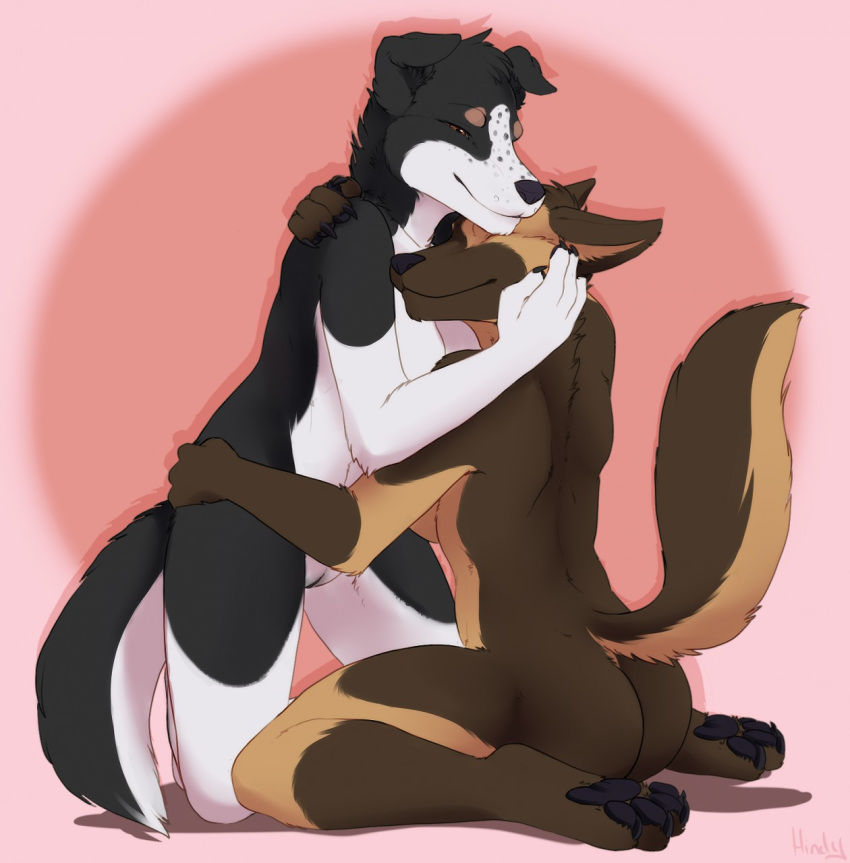 anthro anthro_on_anthro ass big_breasts biped border_collie breasts canine collie duo female fur german_shepherd hair happy hug humanoid_pussy kana_(draugr) mammal nude pussy smile trisha_(draugr) yuri