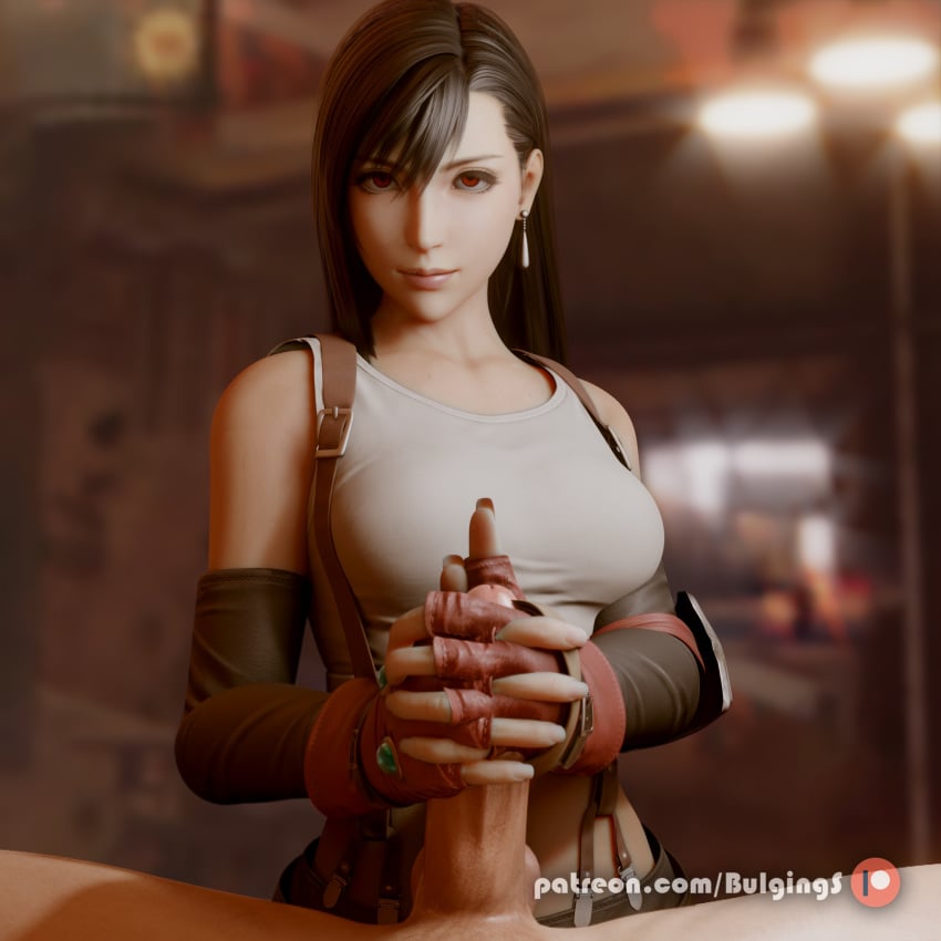 1boy 1boy1girl 1girls 3d bulgingsenpai dissidia dissidia_final_fantasy double_handjob final_fantasy final_fantasy_vii handjob light-skinned_male pale-skinned_male sfm sfmporn tifa_lockhart uncensored video_games