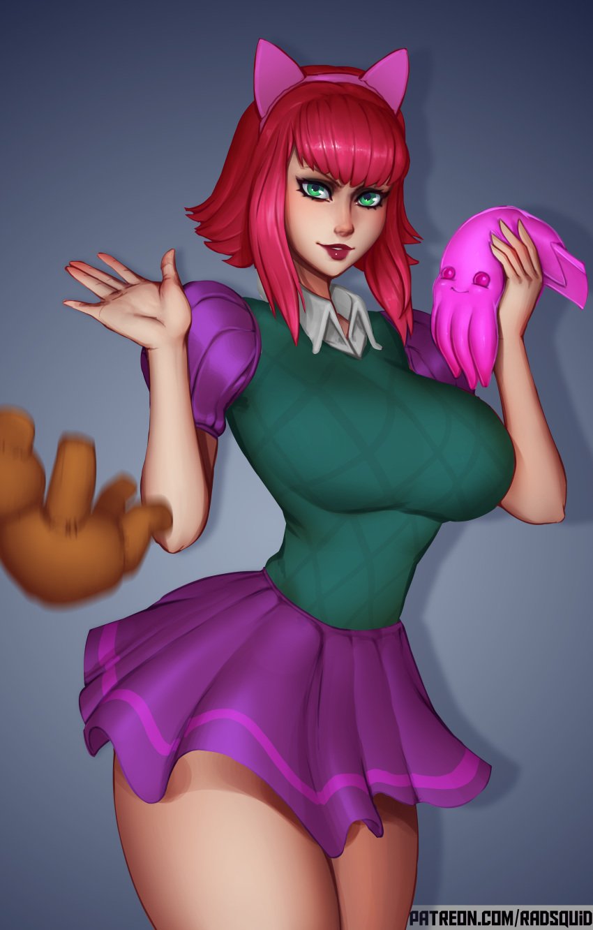 annie_hastur big_ass big_breasts big_butt breasts female league_of_legends lipstick makeup radsquid skirt topless