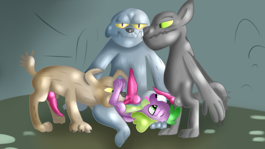 canine cave diamond_dog_(mlp) equestria_girls fido_(mlp) friendship_is_magic jbond male mammal my_little_pony oral penis protagonistsub_antagonistdom rover_(mlp) spike_(eg) straight_hair yaoi