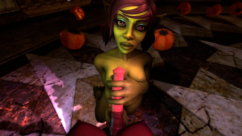 ball_fondling blizzard_entertainment falcosfm futanari goblin goblin_(warcraft) goblin_female goblin_futanari halloween handjob horsecock intersex pov source_filmmaker warcraft world_of_warcraft