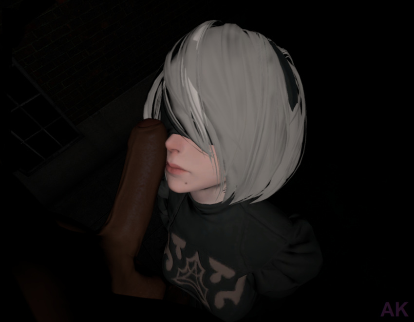 3d anonymous-kreep big_penis dark-skinned_male dark_skin female interracial male nier:_automata yorha_2b