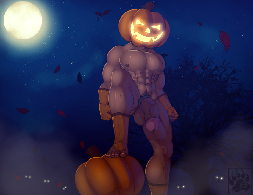 1boy 2017 abs balls ballsack blackbear clothing cock_ring erection feet food foreskin foreskin_folds fruit full_moon gloves glowing glowing_eyes halloween humanoid humanoid_penis intact jack-o'-lantern leaves legwear male male_nipples male_only male_pubic_hair mammal masculine monster mostly_nude_male muscles muscular_male night nude_male pecs penis pose pubes pumpkin pumpkin_head red_leaves retracted_foreskin scrotum smooth_skinned_male solo star testicles tree uncut veiny_penis