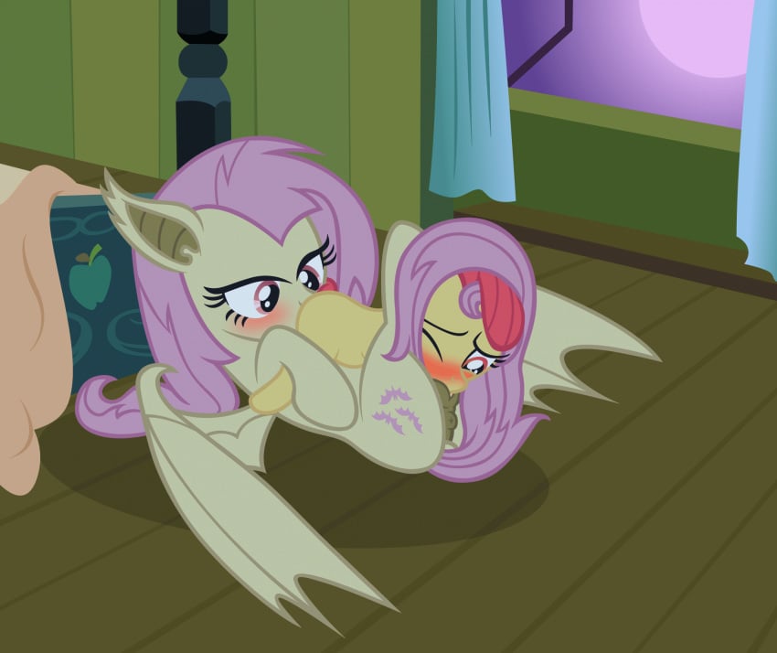 apple_bloom_(mlp) blush cunnilingus flutterbat flutterbat_(mlp) fluttershy_(mlp) forced friendship_is_magic my_little_pony pussy rape straight_hair