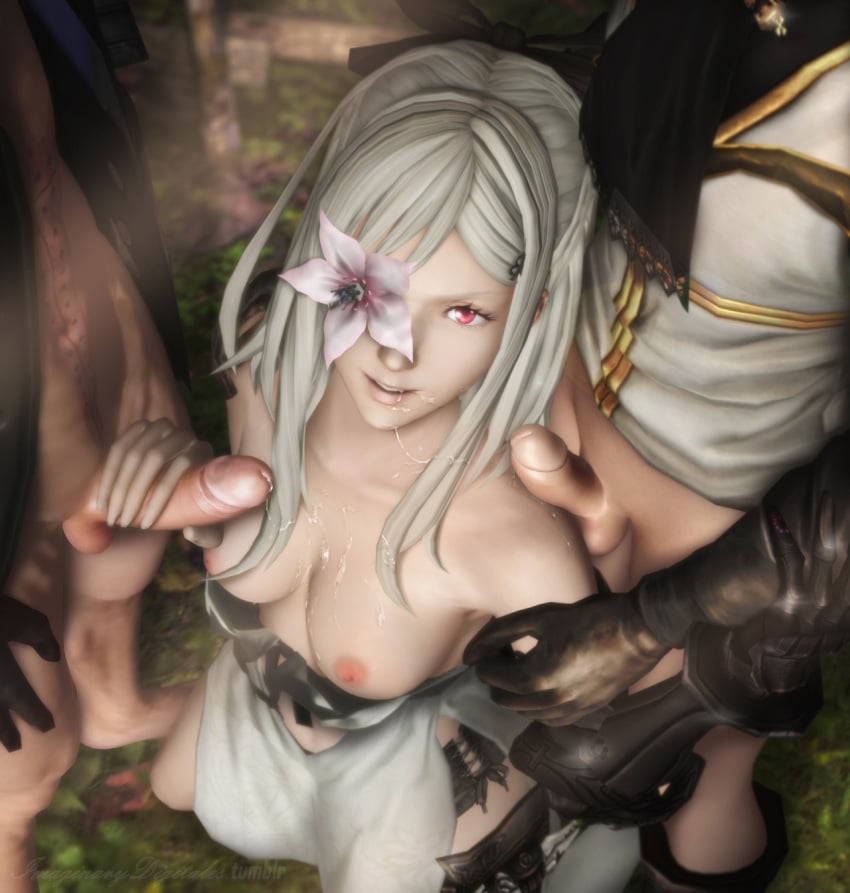 3d albino amputee bottomless cent_(drag-on_dragoon) cent_(drakengard) clothed_sex cum cum_in_mouth cum_on_breasts cum_on_upper_body dito_(drag-on_dragoon) dito_(drakengard) drag-on_dragoon drag-on_dragoon_3 drakengard drakengard_3 exposed_breasts fellatio flower gloves handjob imaginarydigitales male mmf mmf_threesome one_eye oral penis prosthetic_arm red_eyes square_enix threesome white_hair zero_(drag-on_dragoon) zero_(drakengard)