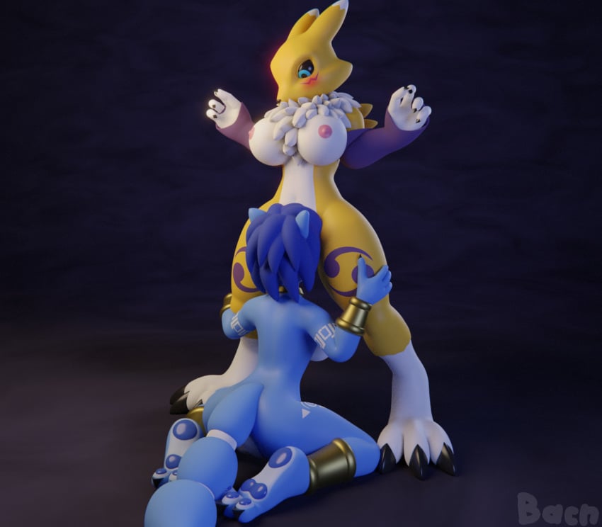 2018 2girls 3_toes 3d anthro armor armwear ass bacn big_breasts blue_eyes blue_hair blush breasts bridal_gauntlets canine claws clothing crossover cunnilingus digimon digimon_(species) dipstick_ears duo female female_only fox fur furry hair hand_on_thigh hi_res implied_cunnilingus implied_oral kneeling krystal looking_down mammal markings navel neck_tuft nintendo nipples nude oral pawpads rear_view renamon renamon_(bacn) sex short_hair sideboob socks_(marking) spread_legs spreading standing star_fox thick_thighs toe_claws toes tuft vaginal_penetration vambraces video_games white_fur yuri