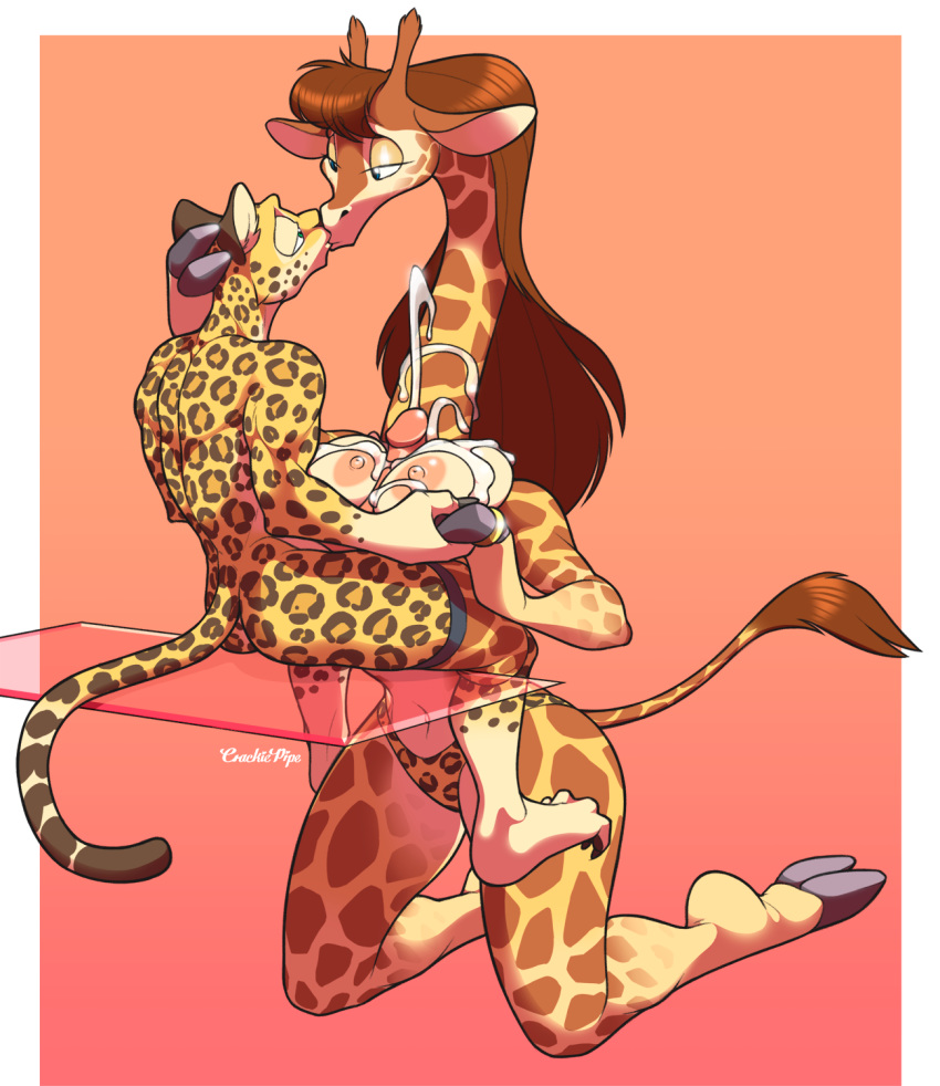 1boy 1girls anthro areolae big_breasts breasts crackiepipe cum cum_on_breasts cum_on_neck cumshot desmond_(zootopia_fan_character) disney duo ejaculation eye_contact feline female giraffe giraffe_print hand_holding husband_and_wife jaguar jaguar_print kissing kneeling large_breasts male mammal molly_(zootopia_fan_character) nipples ossicones paizuri panties pants_pull predator/prey ring sex signature size_difference straight titfuck toe_curl topless wedding_ring zootopia