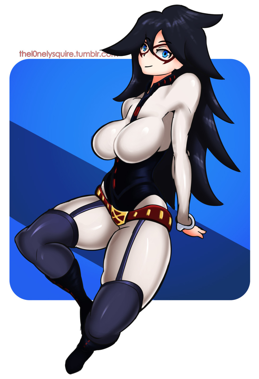 boots breasts looking_at_viewer midnight_(my_hero_academia) my_hero_academia nemuri_kayama outfit pinup stockings thelonelysquire thighhighs thighs