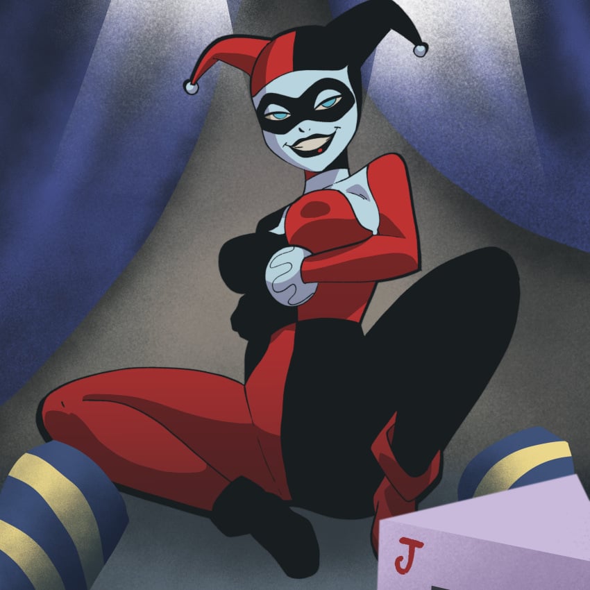 batman:_the_animated_series batman_(series) blue_eyes coolerinker dc dc_comics harley_quinn harley_quinn_(classic) inker_comics inkershike looking_at_viewer medium_breasts thick_thighs wide_hips wide_thighs