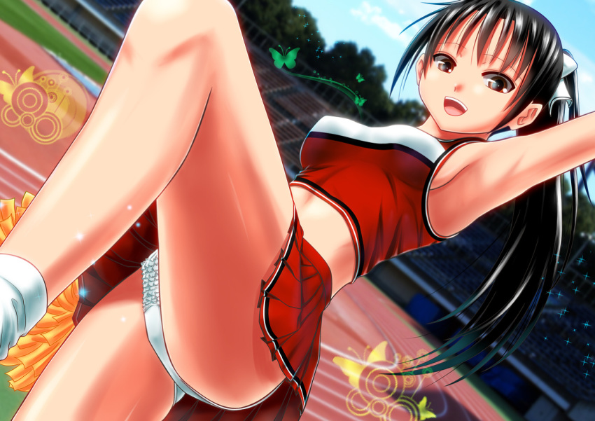 ano_hito cheerleader female panty pom_poms ponytail