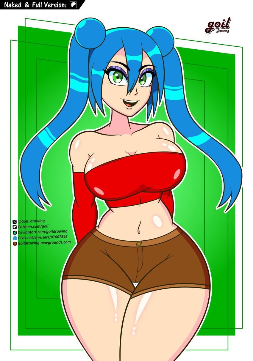 big_breasts big_breasts blue_hair breasts breasts female female female_only girl girly goil_drawing green_eyes original_art original_artwork original_character