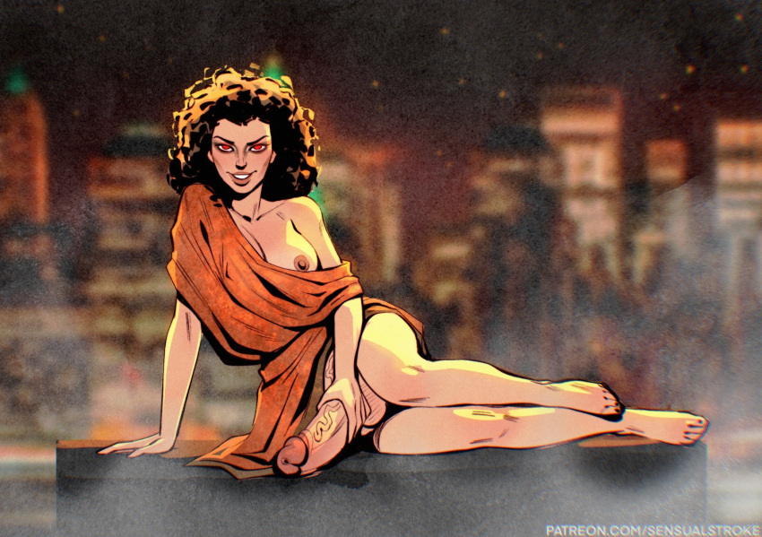 1futa balls big_breasts big_penis bottomless breasts brown_hair city city_background cityscape clothed clothing curly_hair dana_barrett erection futa_only futanari ghostbusters handjob huge_cock human light-skinned_futanari light_skin long_hair masturbation new_york_city nip_slip nipple partially_clothed penis red_eyes sensualstroke sigourney_weaver solo solo_futa wardrobe_malfunction