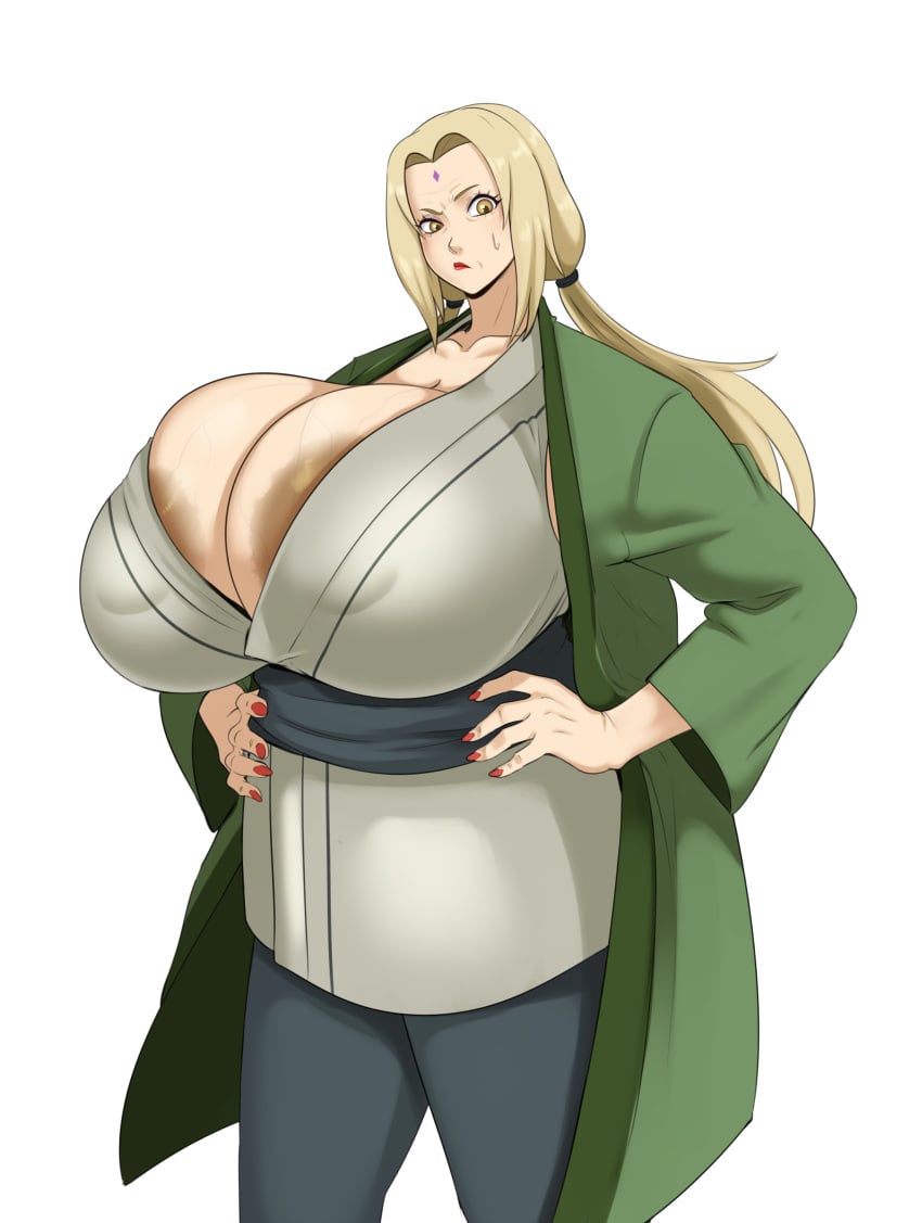 1girls areola_slip breasts_bigger_than_head cleavage cleavage_overflow dark_nipples female huge_breasts massive_areolae massive_breasts mature_female naruto naruto_(series) naruto_shippuden nipple_bulge sunnysundown tsunade veiny_breasts