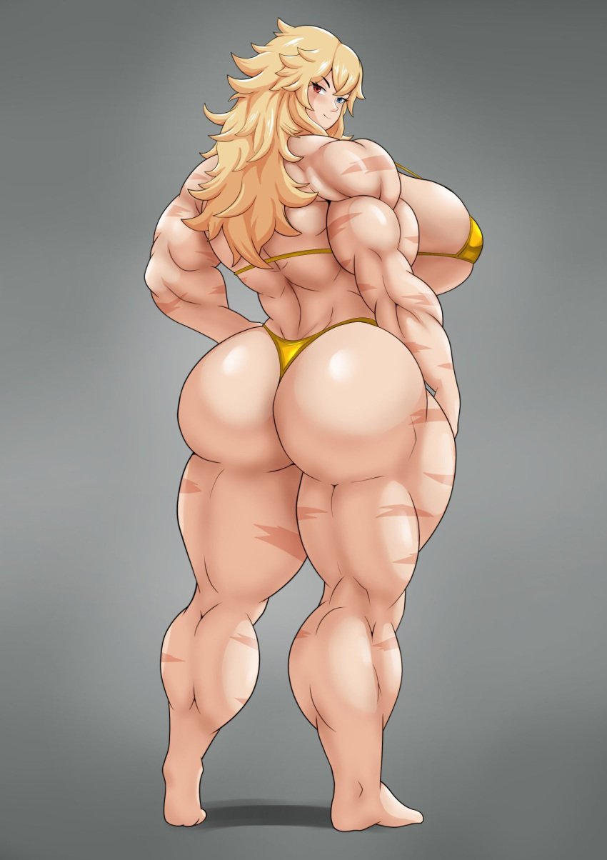 back_muscles bikini hazel_iic muscular_female original_character sideboob