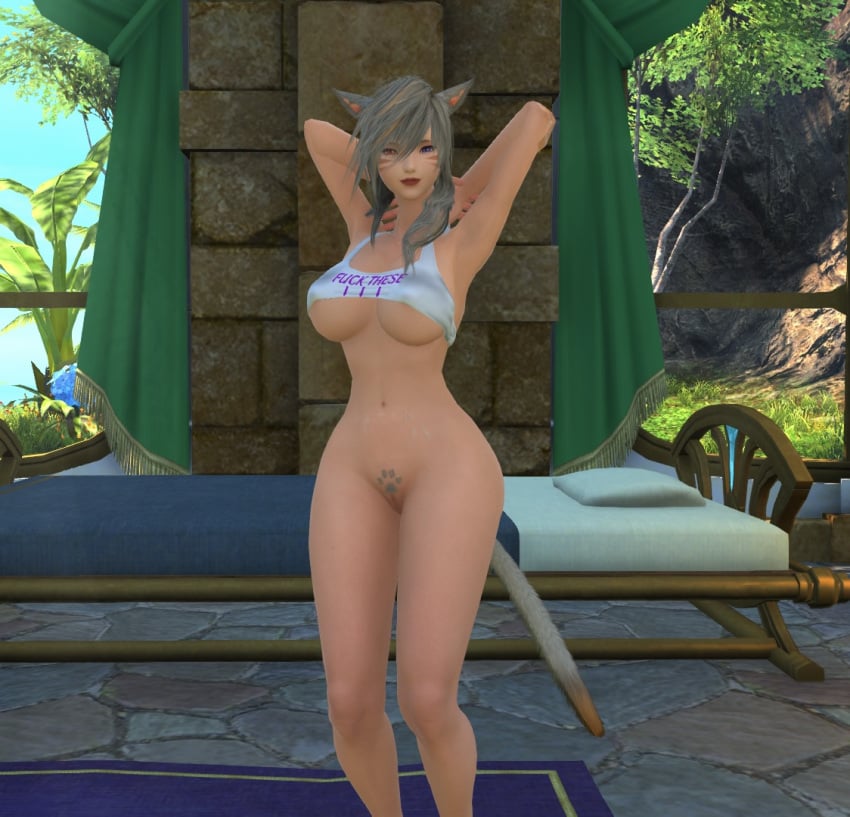 final_fantasy_xiv gpose(ffxiv) miqo'te rape_me revealing_clothes slut whore