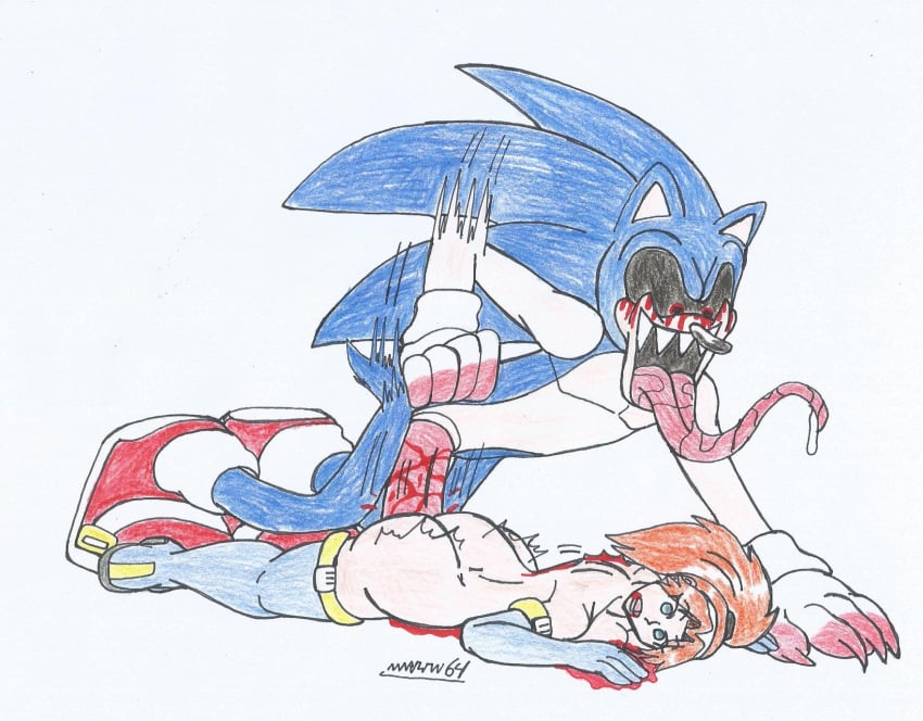 anthro_on_human black_eyes blood blood_in_mouth blue_body blue_eyes blue_fur corpse creepypasta demon_hedgehog empty_eyes female_death guro hairbow hole_in_chest long_boots long_gloves long_tongue lying_down lying_on_floor lying_on_stomach male/female marlon64 molly naked_boots naked_female naked_gloves necrophilia open_mouth orange_hair ponytail red_eyes sex_from_behind sex_on_floor snuff sonic.exe sonic.exe_(character) sonic_(series) sonic_the_hedgehog_(series) tongue_out traditional_drawing_(artwork) vaginal_sex virginal_blood virginity_loss white_background