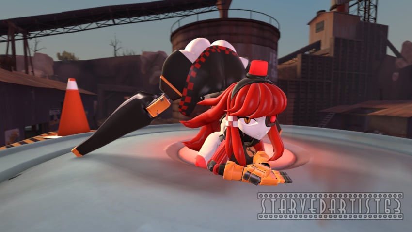 1girls 3d 3d_model face_down_ass_up female female_only jack-o_pose mimi_sentry mimi_sentry_(zzwz) red_hair robot robot_girl robot_humanoid sentry_(team_fortress_2) sentry_turret source_filmmaker team_fortress_2 tf2 valve valve_(company) zzwz