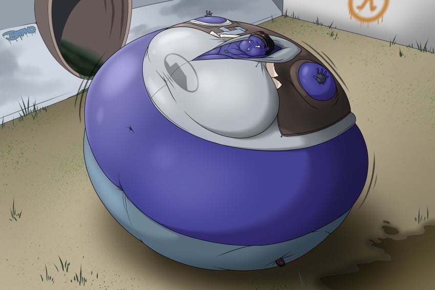 alyx_vance belly_button blue_skin blueberry blueberry_inflation deviantart dj-bapho female female_only full_body half-life half-life:_alyx half-life_2 inflation midriff puffed_cheeks spherical_inflation sunken_head sunken_limbs tight_clothing valve video_games