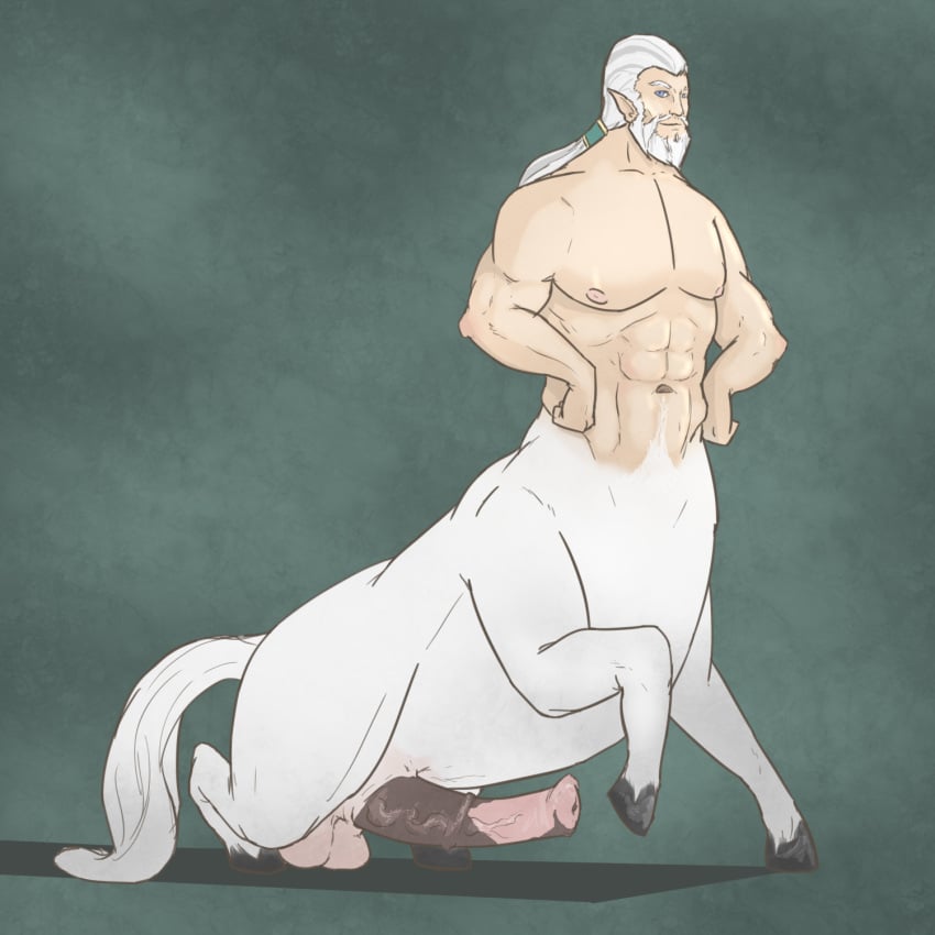 anthro beard boner centaur chiron_(smite) erection facial_hair male male_only muscles muscular olethros smite solo solo_male taur
