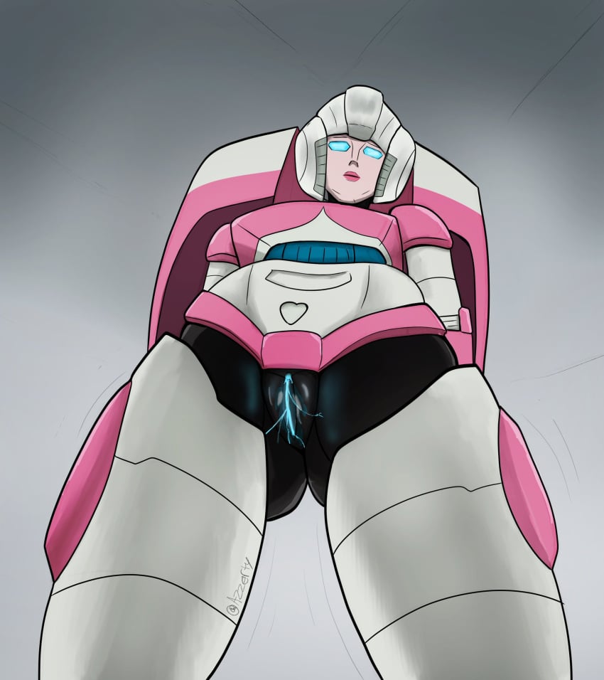 1girls arcee arcee_(g1) azzertyimages blue_eyes blue_panties crotchless_panties female female_only panties pink_lipstick pink_panties pussy pussy_juice pussy_juice_drip robot robot_girl robot_humanoid solo solo_female thighs transformers vagina