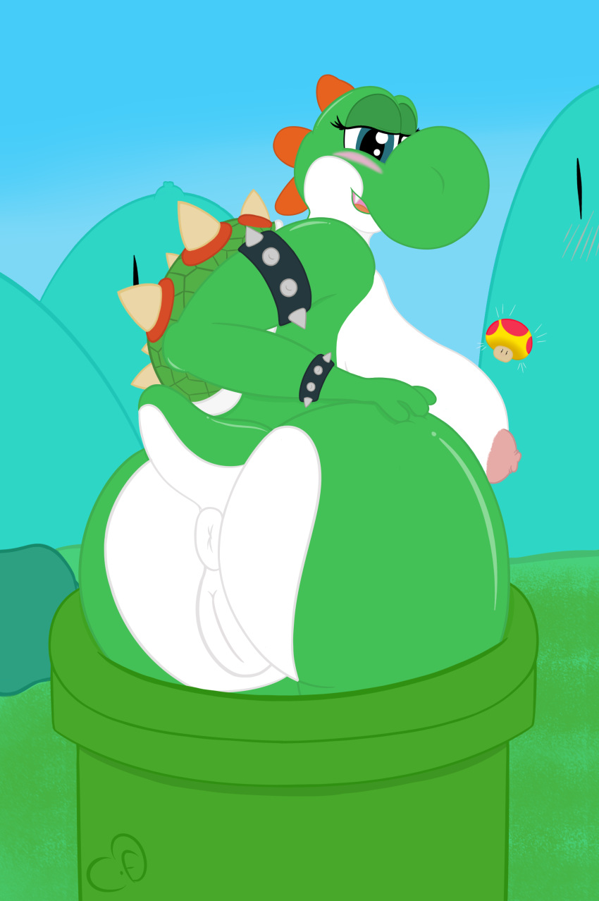 1girls absurd_res anus ass big_breasts blush breasts cogsfixmore fan_character fangs female female_only green_yoshi hi_res hybrid koopa looking_back mario_(series) nintendo nipples outdoors pussy scalie solo super_mario_bros. video_games warp_pipe yoshi