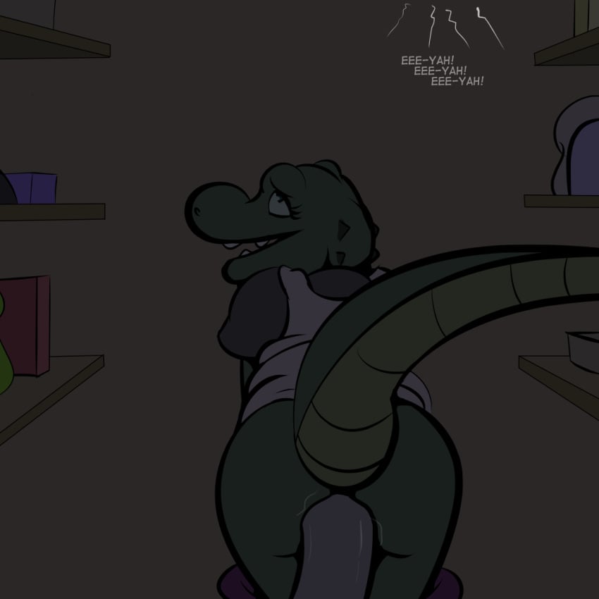 alligator angie_(study_partners) anthro bottomless clothed clothing crocodilian elephant faceless_male female inside looking_back male mammal penetration penis ragdoll_(study_partners) reptile scalie sex straight study_partners thunderouserections vaginal_penetration