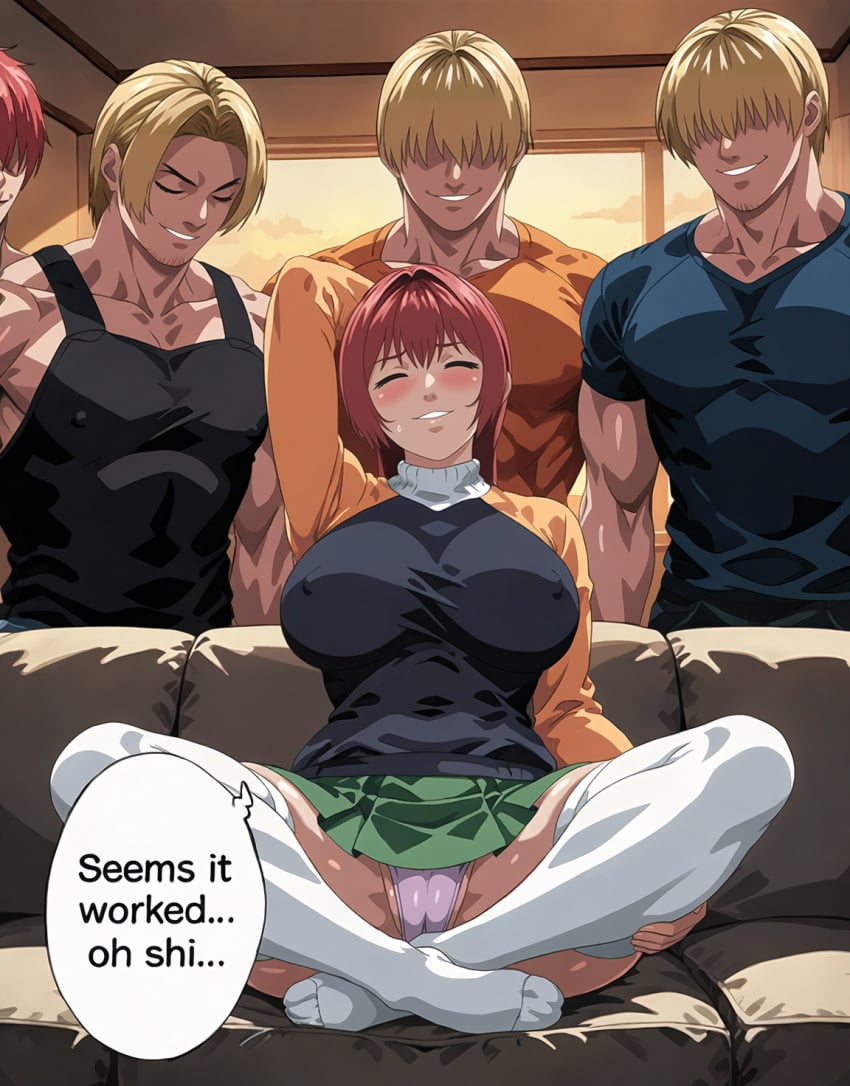 1girls 4boys ai_generated alternate_costume ass ass_focus before_sex bent_knees bible_black bible_black_gaiden big_ass big_breasts breasts clothing couch dusk enigmata feet_together female female_focus fetish foot_fetish foot_focus front_view hair_intakes high_resolution imminent_gangbang imminent_sex indoors knees_up legs_together living_room lying_on_back lying_on_couch male meme multiple_boys narrowed_eyes naughty naughty_face naughty_smile no_shoes panties piper_perri_surrounded pleated_skirt purple_eyes seducing seduction seductive seductive_body seductive_eyes seductive_gaze seductive_look seductive_mouth seductive_pose seductive_smile sexy_pose skirt smile solo solo_focus speech_bubble stockings sunset takashiro_hiroko teenage_female teenager text thick_thighs thighhighs thighs turtleneck turtleneck_sweater two-tone_clothing uncensored