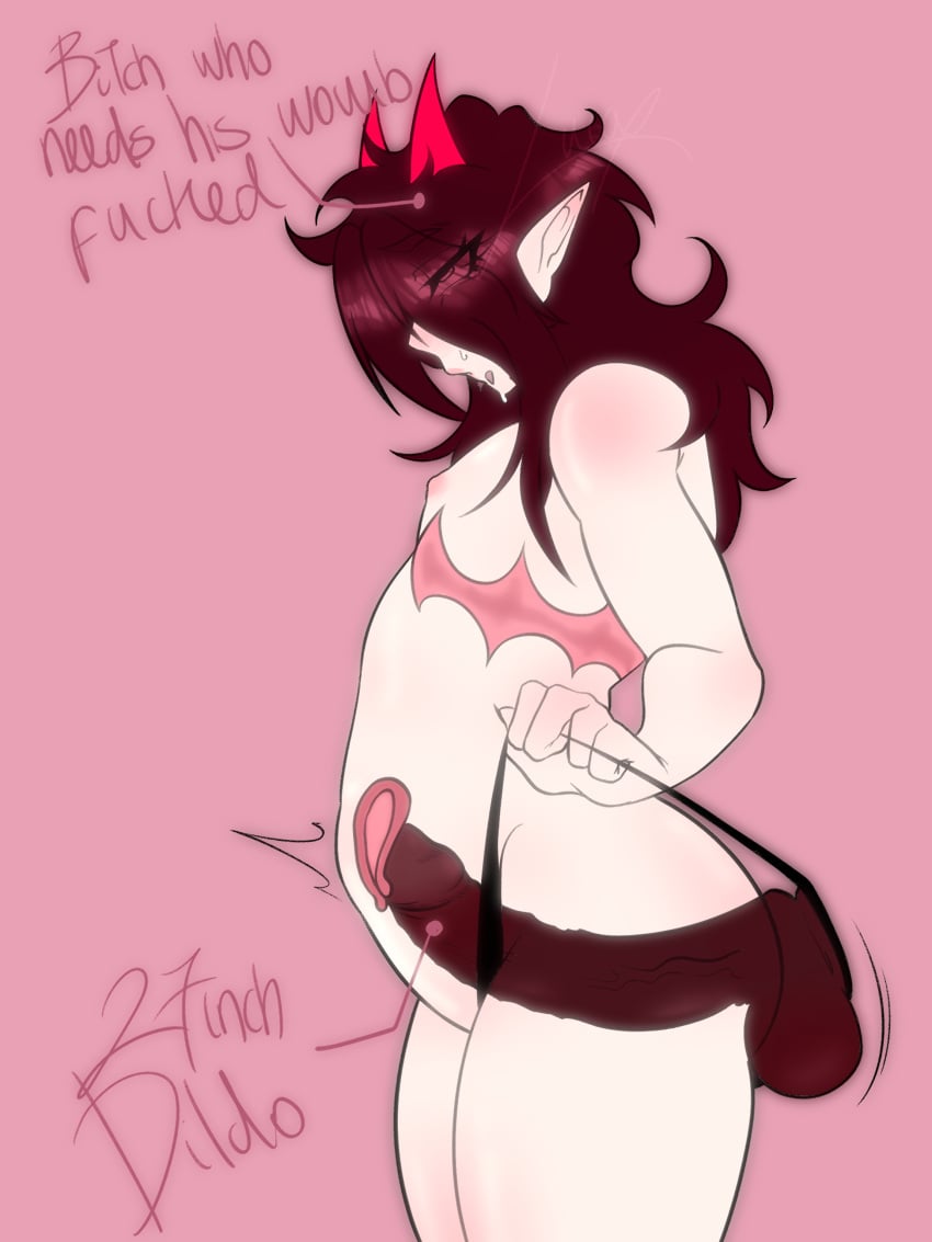 ahe_gao ahegao belly_bulge black_dildo black_panties cuntboy cuntboy_only demon_horns dick dildo dildo_in_pussy incubus large_dildo light_skin luca_pupboy oc original_character penis piercings red_hair solo standing thong thong_pull thong_straps womb_kiss womb_penetration