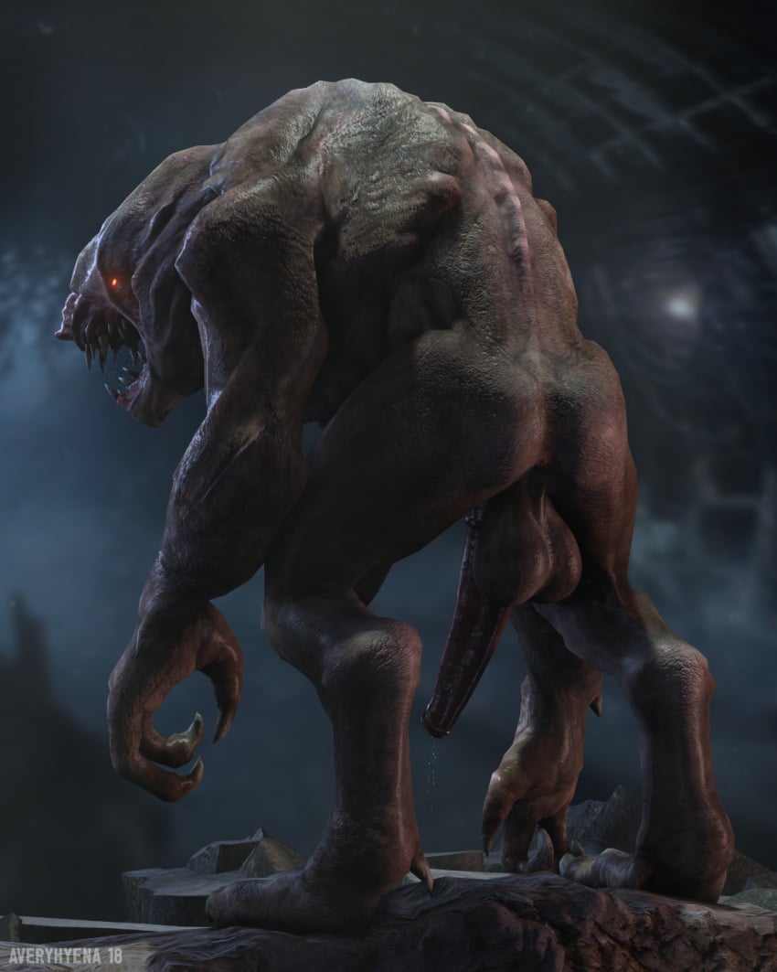 2018 3d animal_genitalia anus ass averyhyena backsack balls big_balls big_penis claws dripping erection fangs glowing male male_only metro_(series) metro_2033 monster nosalis nude penis precum rear_view saliva solo source_filmmaker sweat sweaty_balls toe_claws video_games