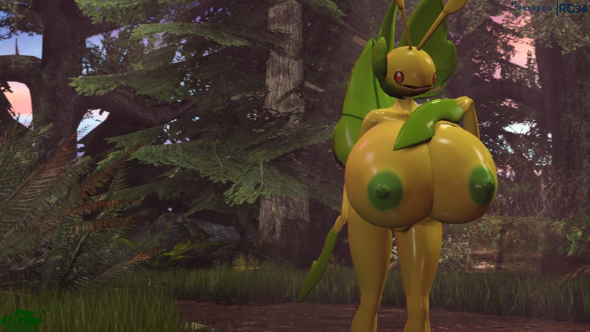 3d bug female hyper hyper_breasts leavanny pokemon pokemon_bw rgtdwtbr solo source_filmmaker