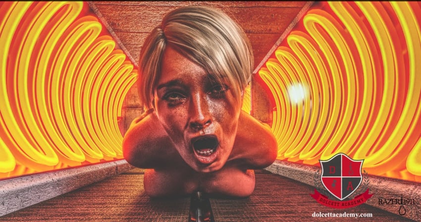 1female blonde_hair breasts cannibalism completely_nude cooked_alive dying extreme_content eyes_rolling_back face_focus gore guro gynophagia helpless imminent_cannibalism imminent_death meatgirl open_mouth original_character oven pain razer1911 short_hair tied_up