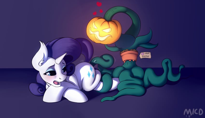 2018 absurd_res cutie_mark equine female friendship_is_magic halloween heart hi_res holidays horn mammal mricantdraw my_little_pony open_mouth plant pumpkin rarity_(mlp) straight_hair tentacle unicorn vaginal_penetration