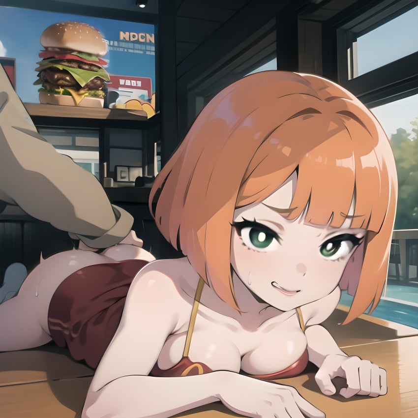 1boy 1girls 2d ai_generated big_mac dad_(japanese_mcdonald&#039;s_commercial) female husband_and_wife light-skinned_female light-skinned_male light_skin male mcdonald&#039;s mom_(japanese_mcdonald&#039;s_commercial) orange_hair red_hair short_hair yoru_mac