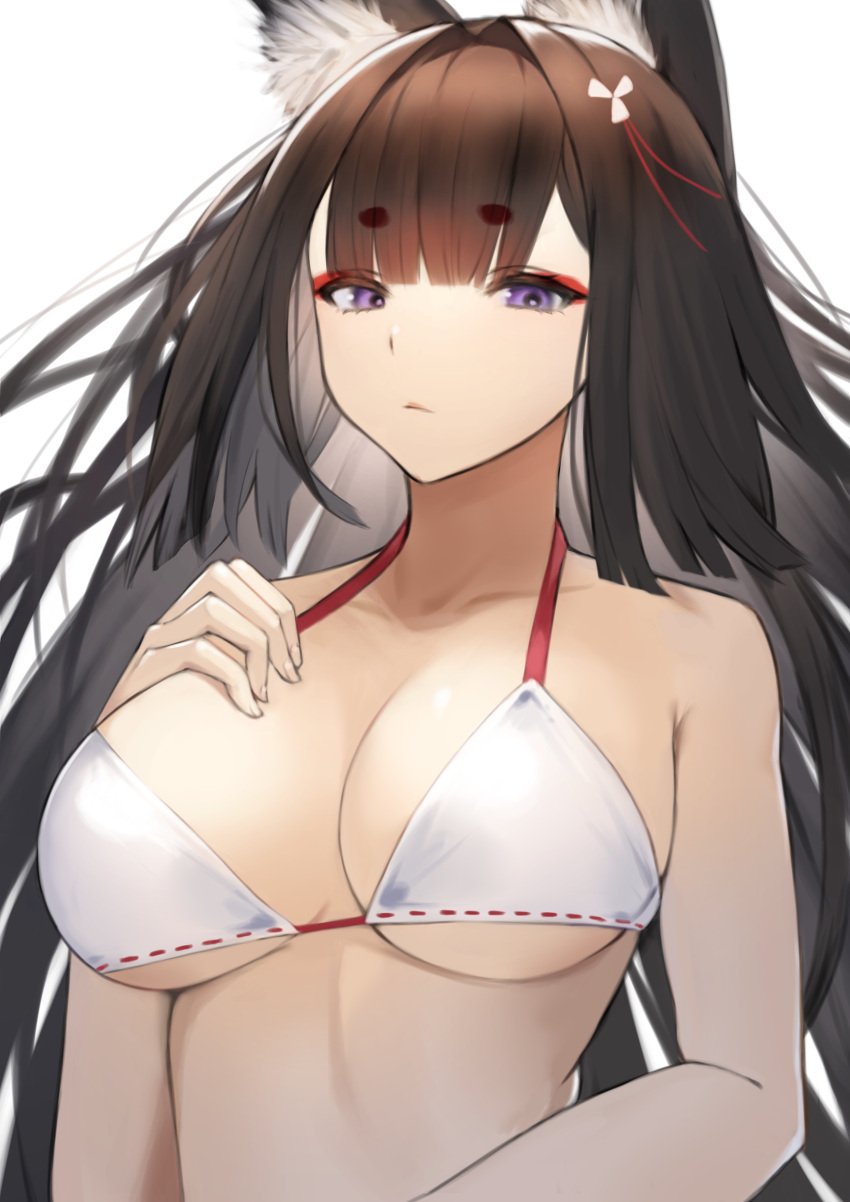 1girls absurd_res absurdres adult amagi_(azur_lane) animal_ear_fluff animal_ears azur_lane bare_arms bare_belly bare_chest bare_hands bare_midriff bare_navel bare_shoulders bare_skin bare_torso belly black_hair black_hair_female blank_expression breasts cleavage collarbone covered_areola covered_areolae covered_breasts covered_nipples dot_nose elbows exposed exposed_arms exposed_belly exposed_midriff exposed_shoulders exposed_torso eyebrows_visible_through_hair female female_focus female_only fingernails fingers groin hair_ornament half_naked hand_on_breast hand_on_chest hand_on_own_breast hand_on_own_chest high_resolution highres large_breasts light-skinned_female light_skin lips long_hair looking_at_viewer lordol naked naked_female neutral_expression nude nude_female purple_eyes purple_eyes_female red_eyeliner shiny_arms shiny_breasts shiny_hair shiny_shoulders shiny_skin shoulders simple_background slender_body slender_waist slim_girl slim_waist solo standing thin_waist underboob upper_body v-line white_background