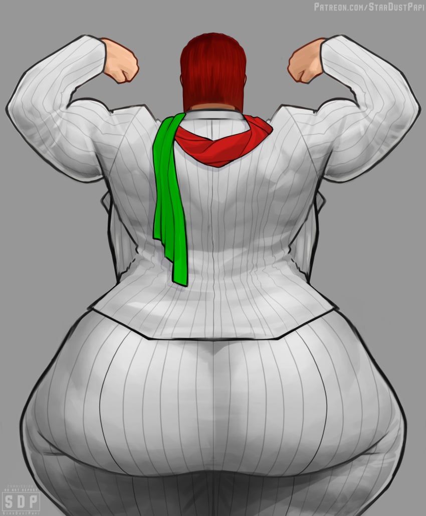 1girls alternate_version_available ass back_muscles biceps big_ass bubble_butt clothing dat_ass fat_ass female female_only flexing flexing_bicep huge_ass ignantastro large_ass marisa_rossetti massive_ass muscular muscular_female rear_view red_hair red_head solo stardustpapi street_fighter street_fighter_6 suit thick_ass thick_thighs thunder_thighs wide_hips