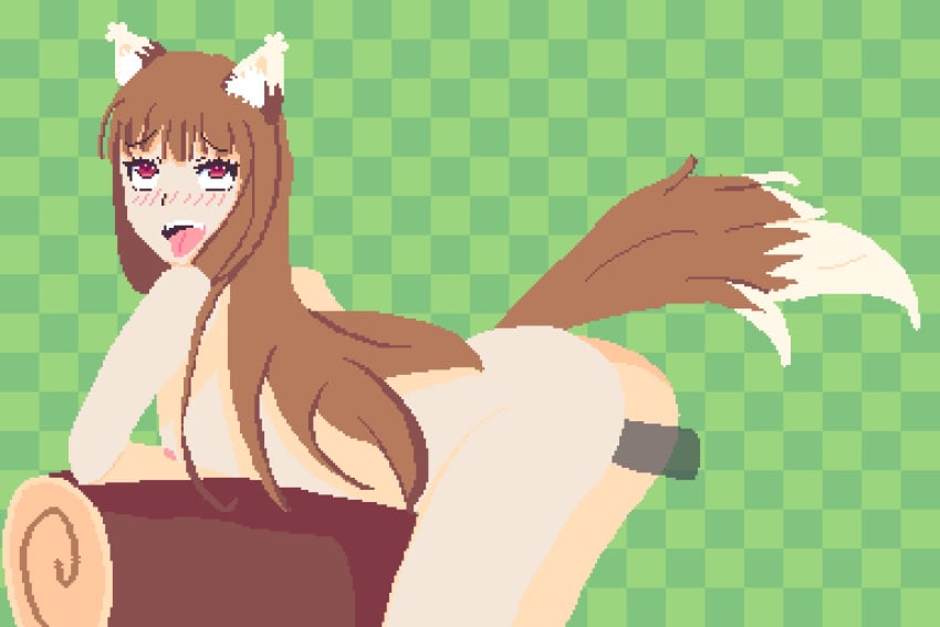 animated anime doggy_style furry hentai holo long_hair nekomimi pixel_animation pixel_art spice_and_wolf