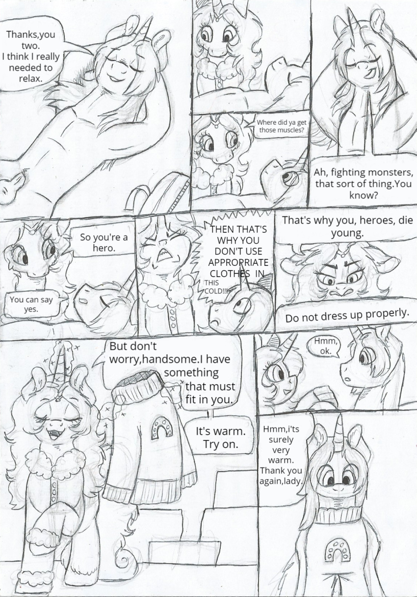 69bea alicorn balls clothed clothing coat comic dialogue equine fan_character female feral finn_(69bea) friendship_is_magic horn horse invalid_tag line_art magic male mammal muscular my_little_pony nude pony simple_background smile traditional_media_(artwork) unicorn white_background wings yelling