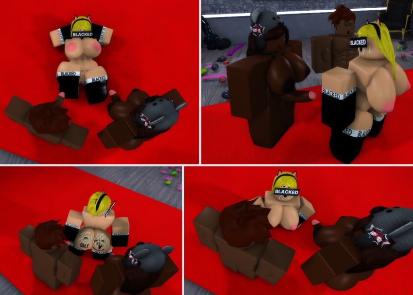 1boy 1futa 1girls 3d big_ass big_breasts big_penis black_penis blacked blacked_clothing blonde_hair cum cum_drip cum_on_ass cum_on_face female futa_on_female futanari ninjashyper2 penis red_carpet roblox roblox_avatar robloxian self_upload socks socks_(marking) tagme