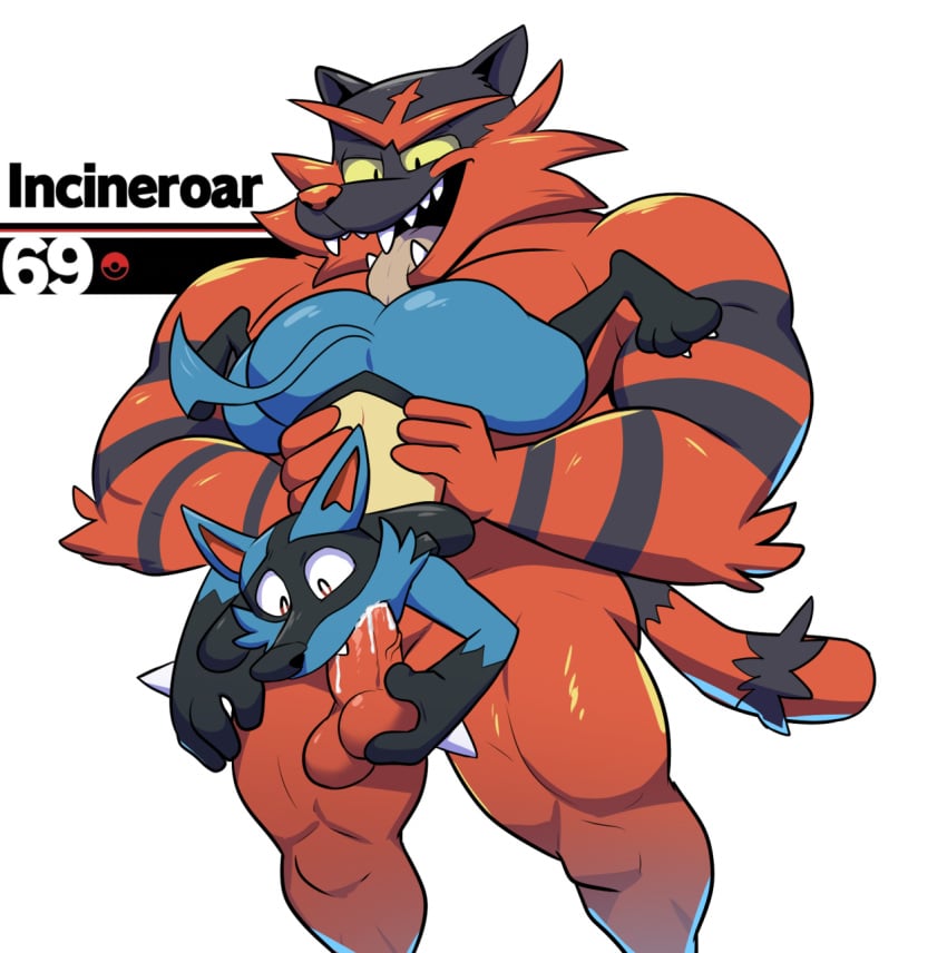 1boy 2018 3_toes 4_fingers 69_position ambiguous_gender anthro ass big_ass big_penis black_eyes black_fur blue_fur canine claws duo elfein erection feet feline fellatio fur furry half-closed_eyes hi_res holding incineroar interspecies large_penis licking lucario male male_only mammal muscular muscular_male nintendo nude open_mouth oral oral_penetration paws penetration penis pokemon pokemon_(species) pokemon_dppt red_eyes red_fur simple_background size_difference smile spikes spread_legs standing stripes super_smash_bros. tail teeth testicles text thick_penis thick_thighs tongue tongue_out torso_grab upside-down veins veiny_penis video_games white_background wide_hips wide_shoulders yellow_fur yellow_sclera