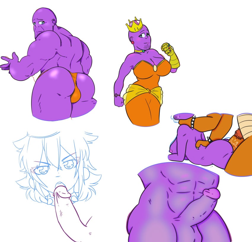 1boy 1futa 1other 2018 5_fingers alternate_species animal_humanoid bald balls ballsack big_breasts blue_eyes blush bowser breasts bulge claws clothed clothing collar crossover duo eastern_and_western_character erection futanari hi_res humanoid humanoidized infinity_gauntlet licking looking_at_viewer male male_pubic_hair mario_(series) marvel muscles muscular_male new_super_mario_bros._u_deluxe nintendo nipples nude open_mouth oral partial_male penetration penis penis_lick purple_skin rough_sex rule_63 scrotum sex shaved_crotch simple_background sketch smile smooth_penis solo spikes standing super_crown super_mario_bros. testicles thanos thick_thighs tongue tongue_out underwear unfinished video_games wet wrinkles zunknown