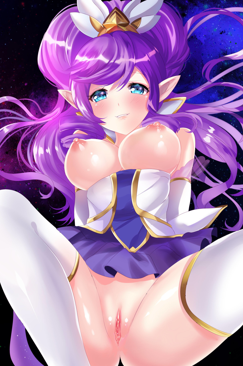 alternate_costume breasts felielle female janna_windforce league_of_legends nipples purple_hair pussy riot_games star_guardian star_guardian_janna star_guardian_series